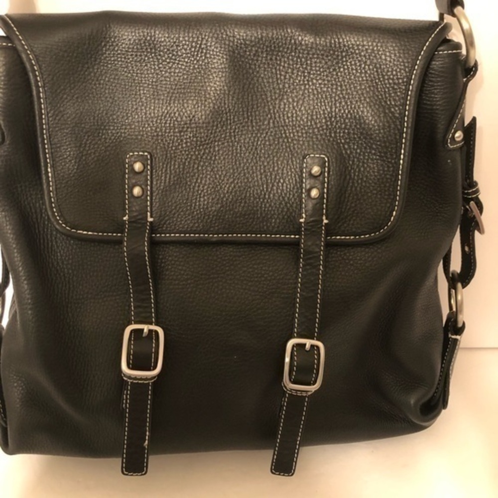 💼 CLAVA 💼 black leather messenger bag